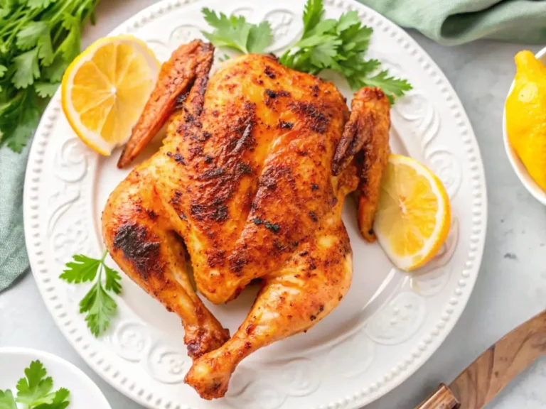What is the Downside of Spatchcock : A spatchcocked chicken roasted to golden perfection on a wire rack, set over a baking tray.