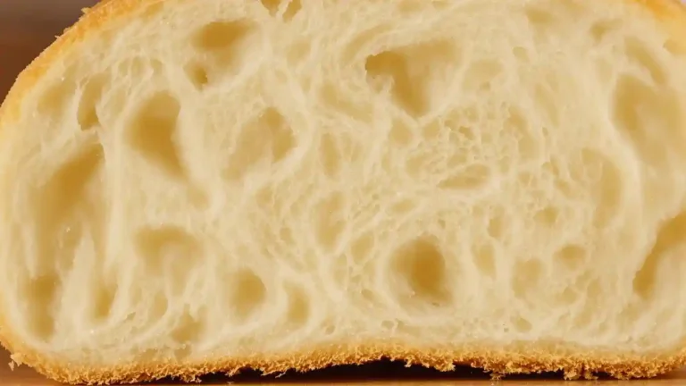 Close-up of a soft white bread slice, showcasing its airy and tender texture with no crumbling.