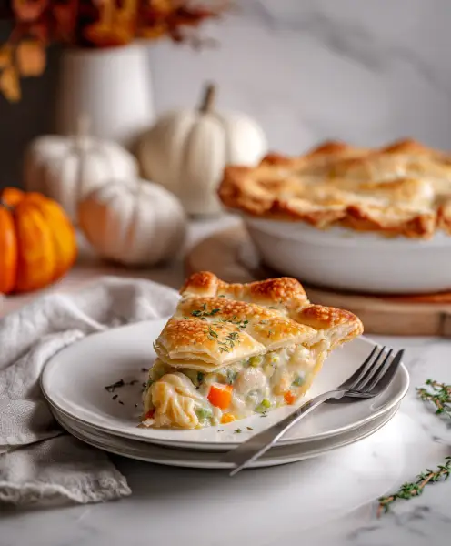 slice of halloween chicken pot pie