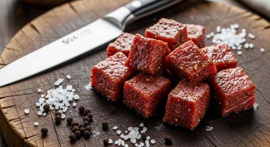 Seasoned beef cubes ready for searing for Beef and Vegetable Stew