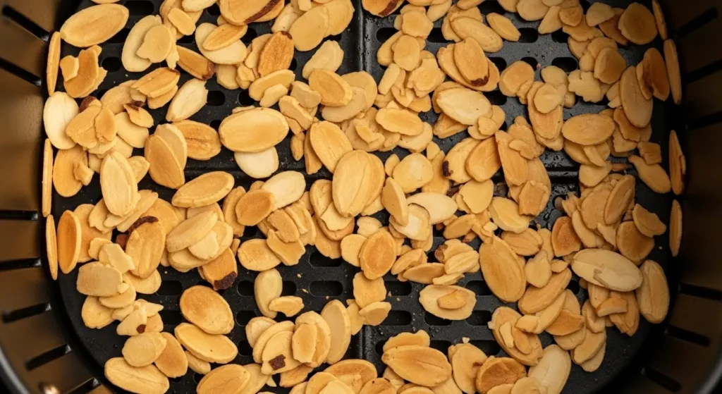 Toasting sliced almonds for green beans almondine