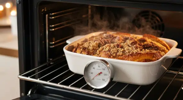Baked Pumpkin Spice French Toast Bake at 165°F center temp