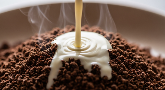 hot cream over chopped chocolate for ganache salted caramel chocolate tart