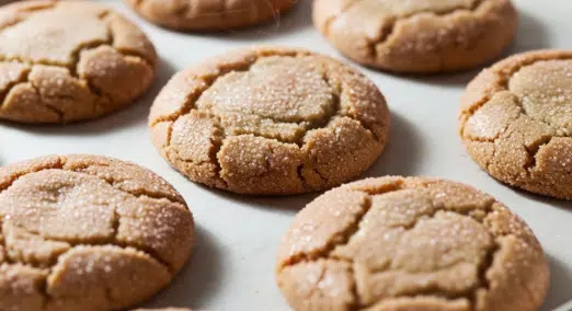 Freshly baked soft cinnamon sugar cookies on a pan