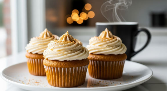 Frosted 5-Ingredient Pumpkin Cupcakes stored in an airtight container