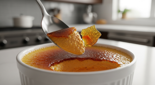 Pumpkin Crème Brûlée hero shot with crackly caramel top