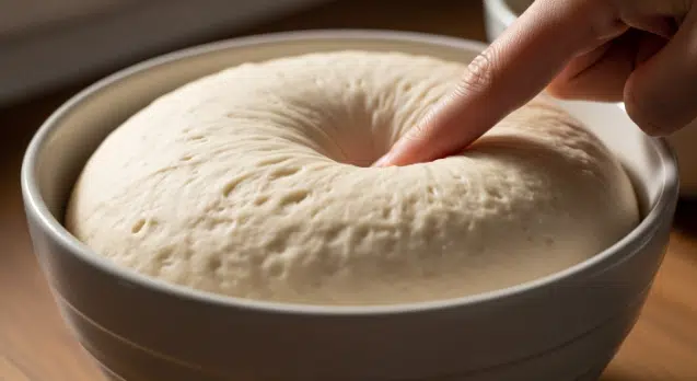Dough doubled after first rise in a bowl