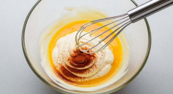 Mixing creamy yolk filling for Thanksgiving Appetizer Deviled Eggs