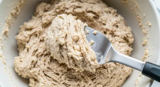 Soft cookie dough ready to scoop for soft cinnamon sugar cookies