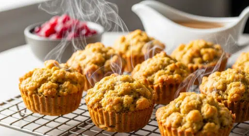 Releasing a crispy air fryer stuffing muffin from a silicone cup