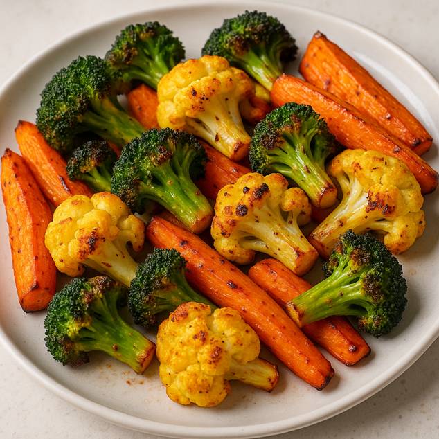 Air Fryer Snacks Colorful roasted vegetables with perfect crispy edges