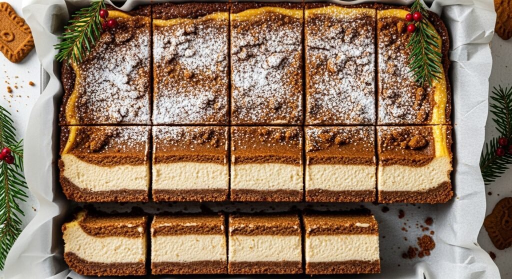 Easy Gingerbread Cheesecake Bars in a 9×13 pan
