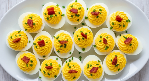 Bacon Deviled Eggs with Turkey Bacon