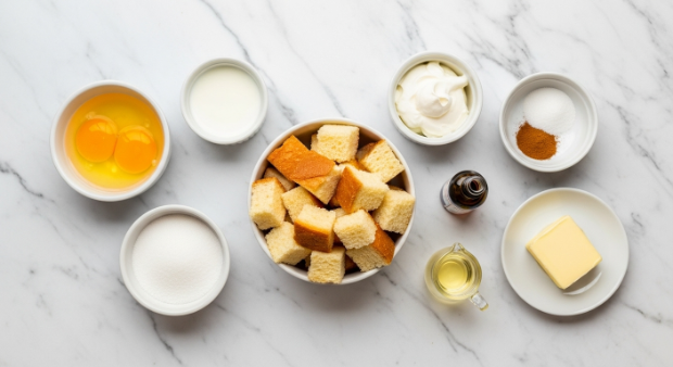 Ingredients for overnight French toast casserole