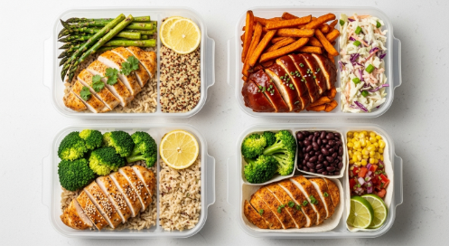 Chicken breast meal prep four ways