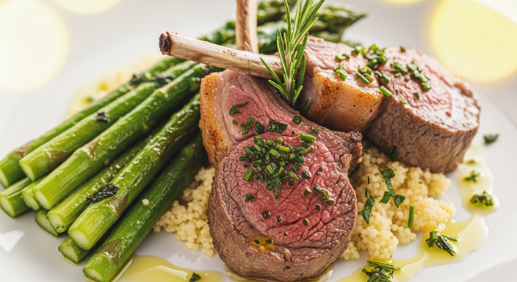 Final serving of Perfect Air Fryer Lamb Chops with sides