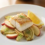 Cod fillet on roasted fennel and apple