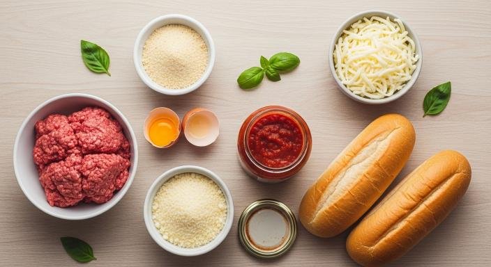 Ingredients for hearty air fryer meatball subs