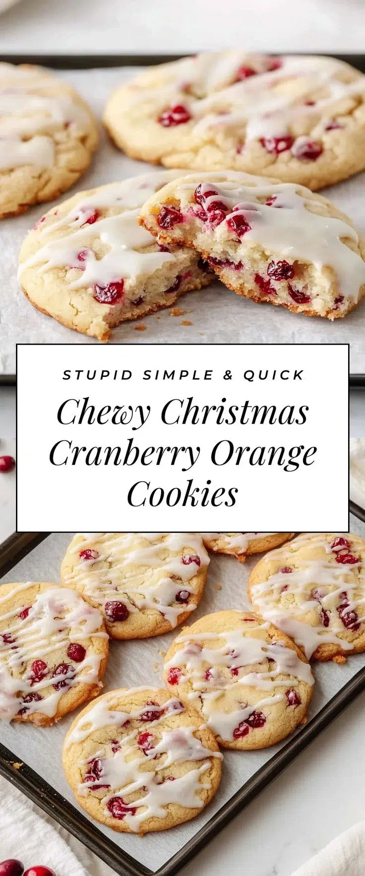 Chewy Christmas cranberry orange cookies on a festive plate.