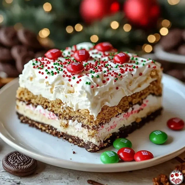 Christmas Dessert Lasagna recipe featuring layers of delicious sweetness