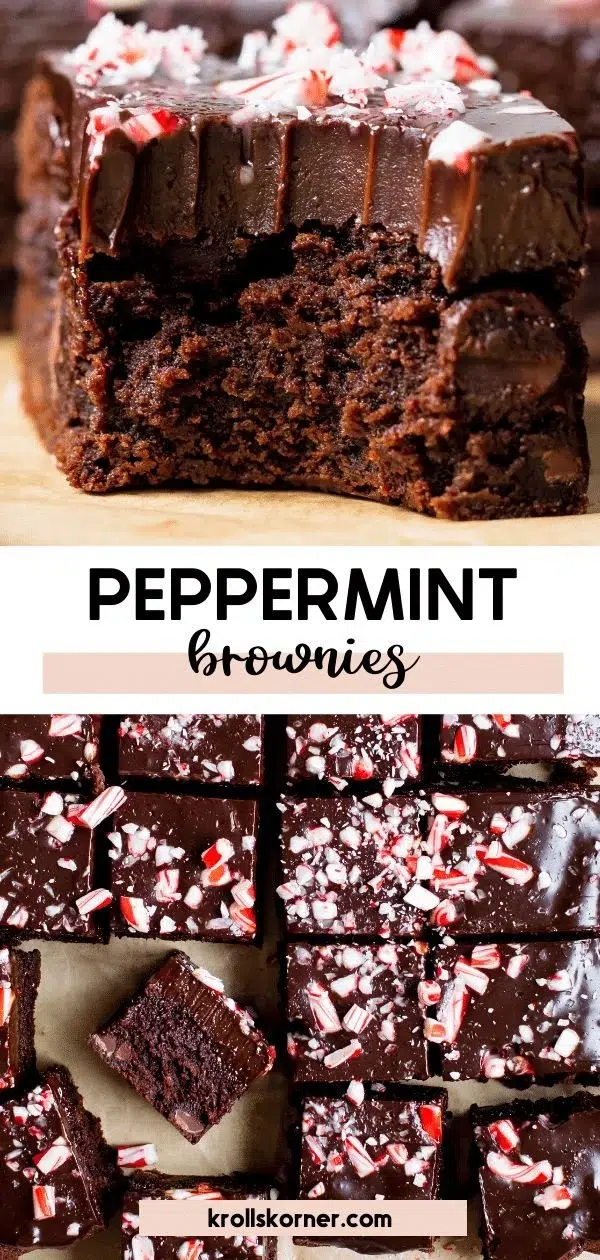 Delicious peppermint brownies with chocolate frosting and mint decorations.