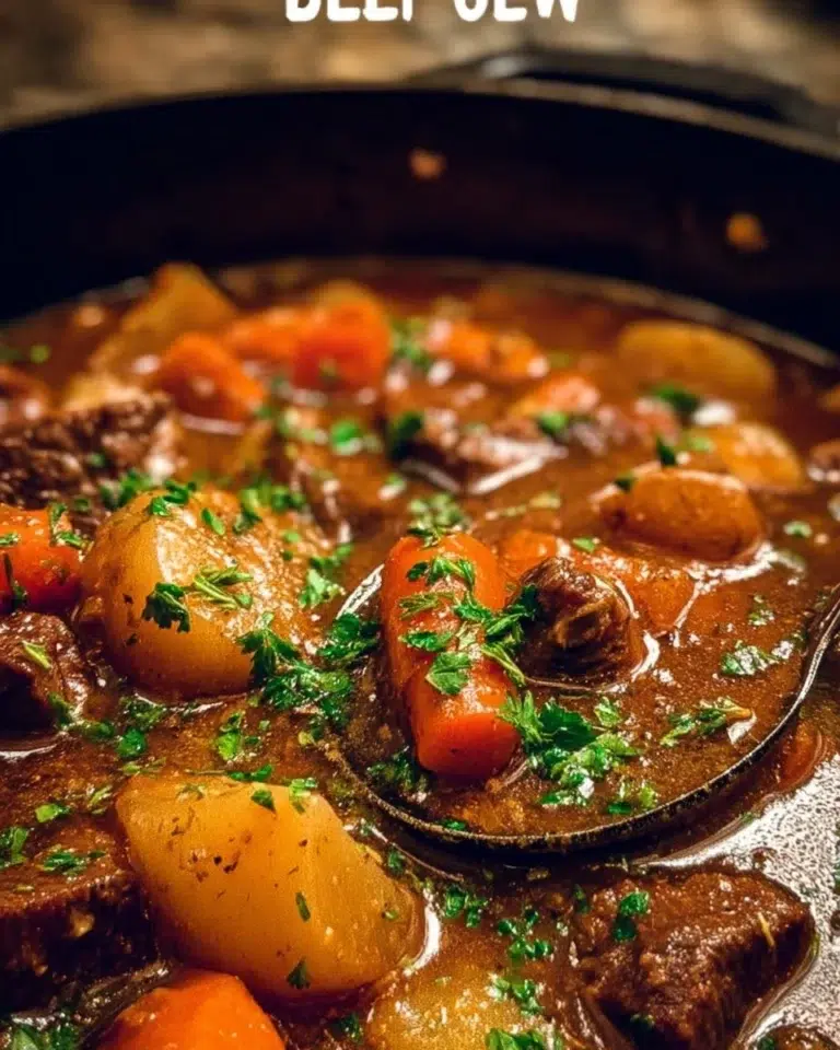 Delicious homemade beef stew with vegetables in a rustic bowl
