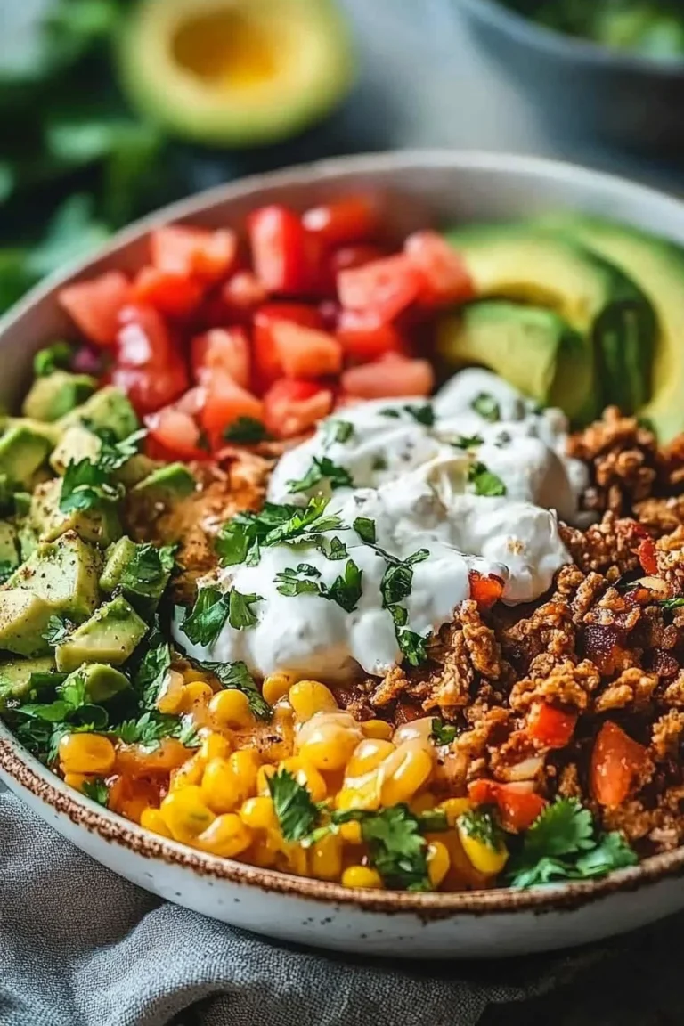 Delicious low carb burrito bowl packed with protein for a quick breakfast.