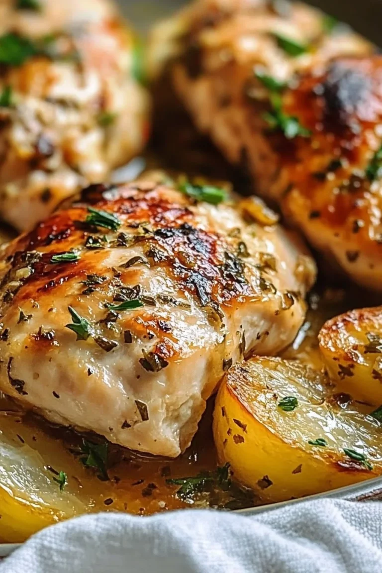 Juicy garlic butter chicken breast baked to perfection