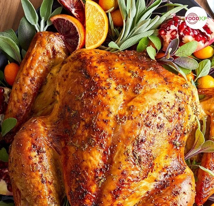 Gordon Ramsay's perfectly roasted turkey on a festive table.