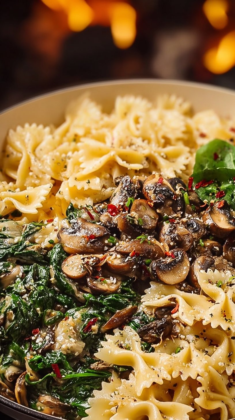 Spinach Mushroom Farfalle