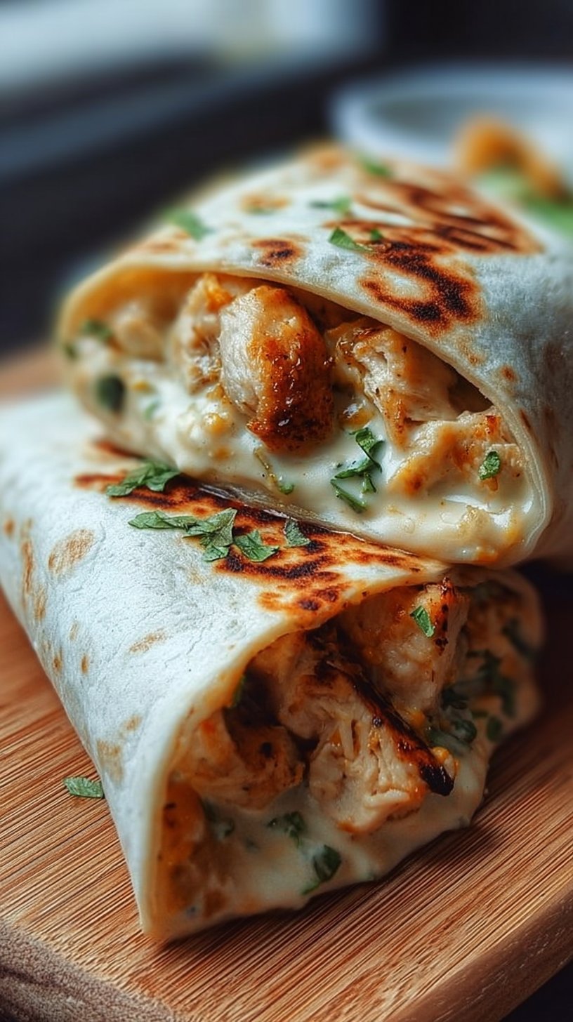 Cheesy Chicken Garlic Wraps