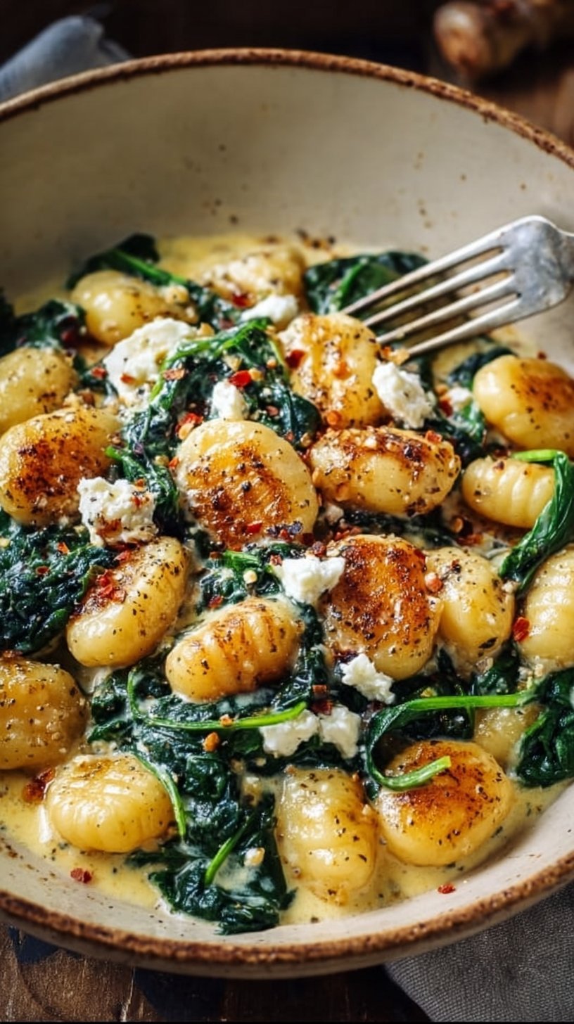Creamy Gnocchi with Spinach and Feta
