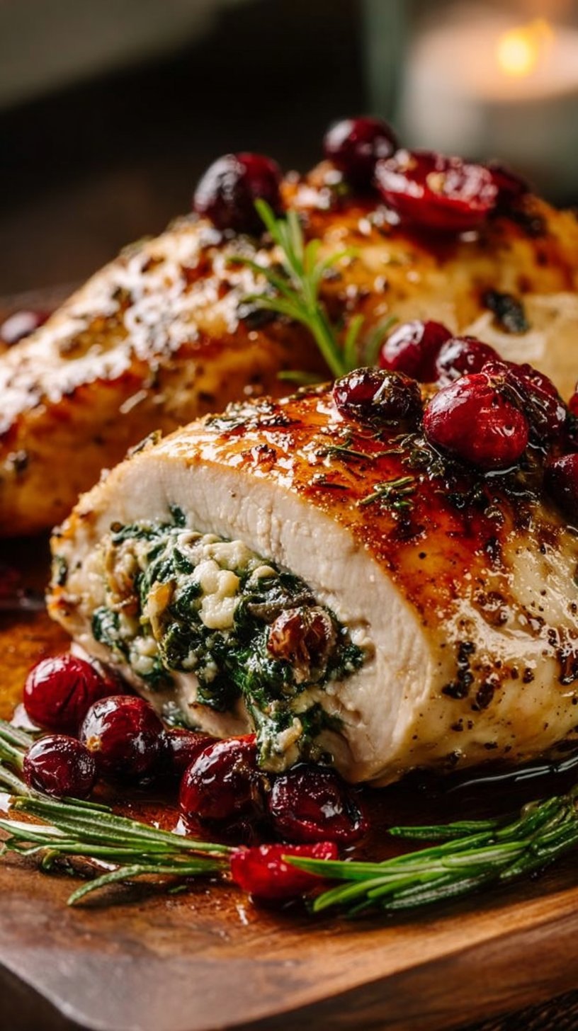 Spinach & Cranberry Stuffed Chicken Breasts