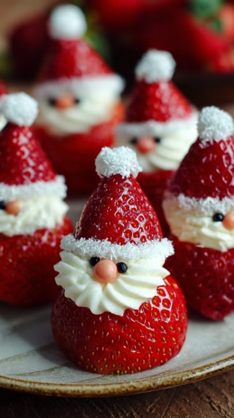 Strawberry Santas with Cheesecake Filling