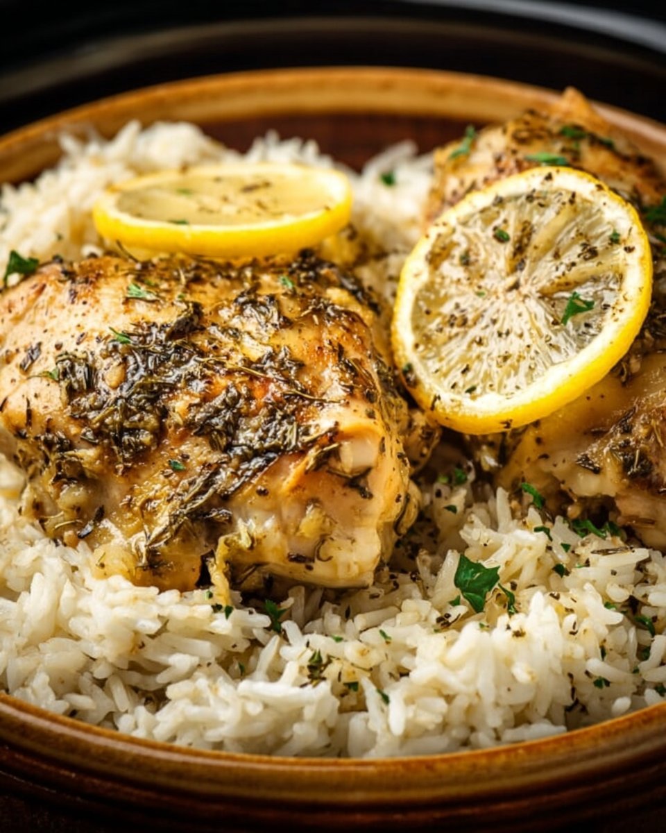 Slow Cooker Lemon Herb Chicken with Fluffy Rice