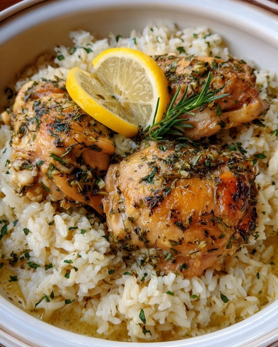 Slow Cooker Lemon Herb Chicken with Fluffy Rice