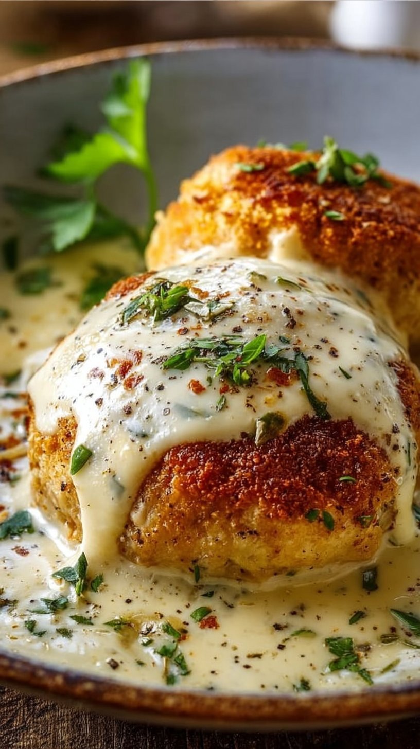 Creamy Chicken Pillows with Parmesan Sauce