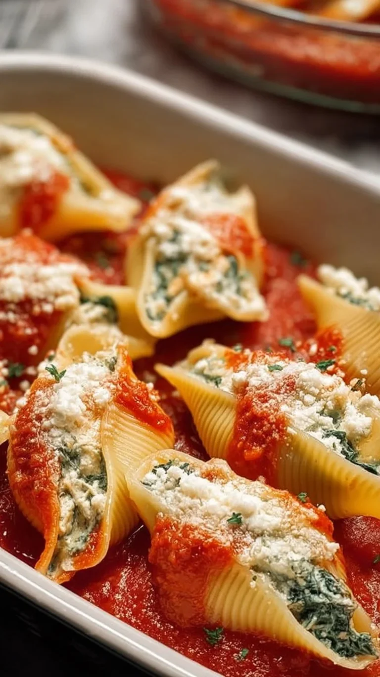 Delicious Christmas Stuffed Shells filled with cheese and herbs for the holidays
