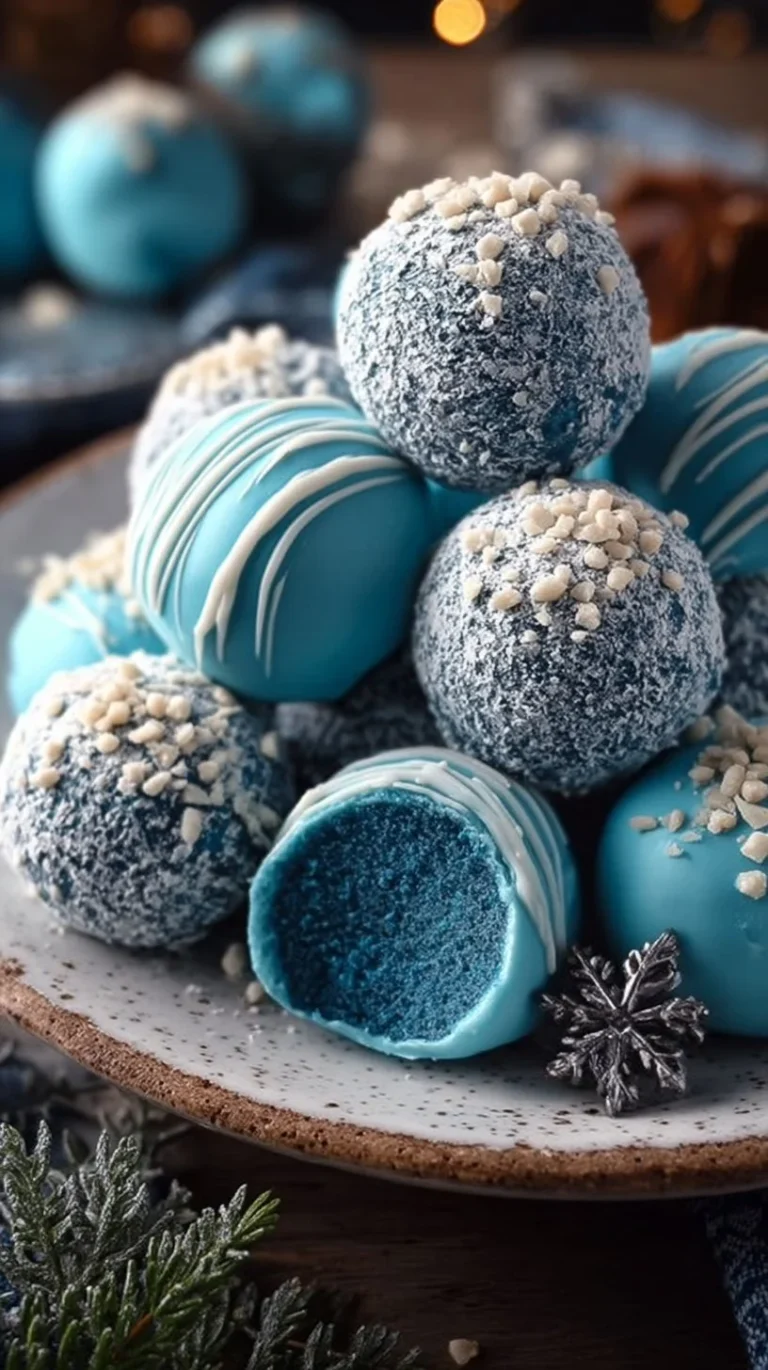 Blue Christmas Truffles beautifully decorated for festive celebrations