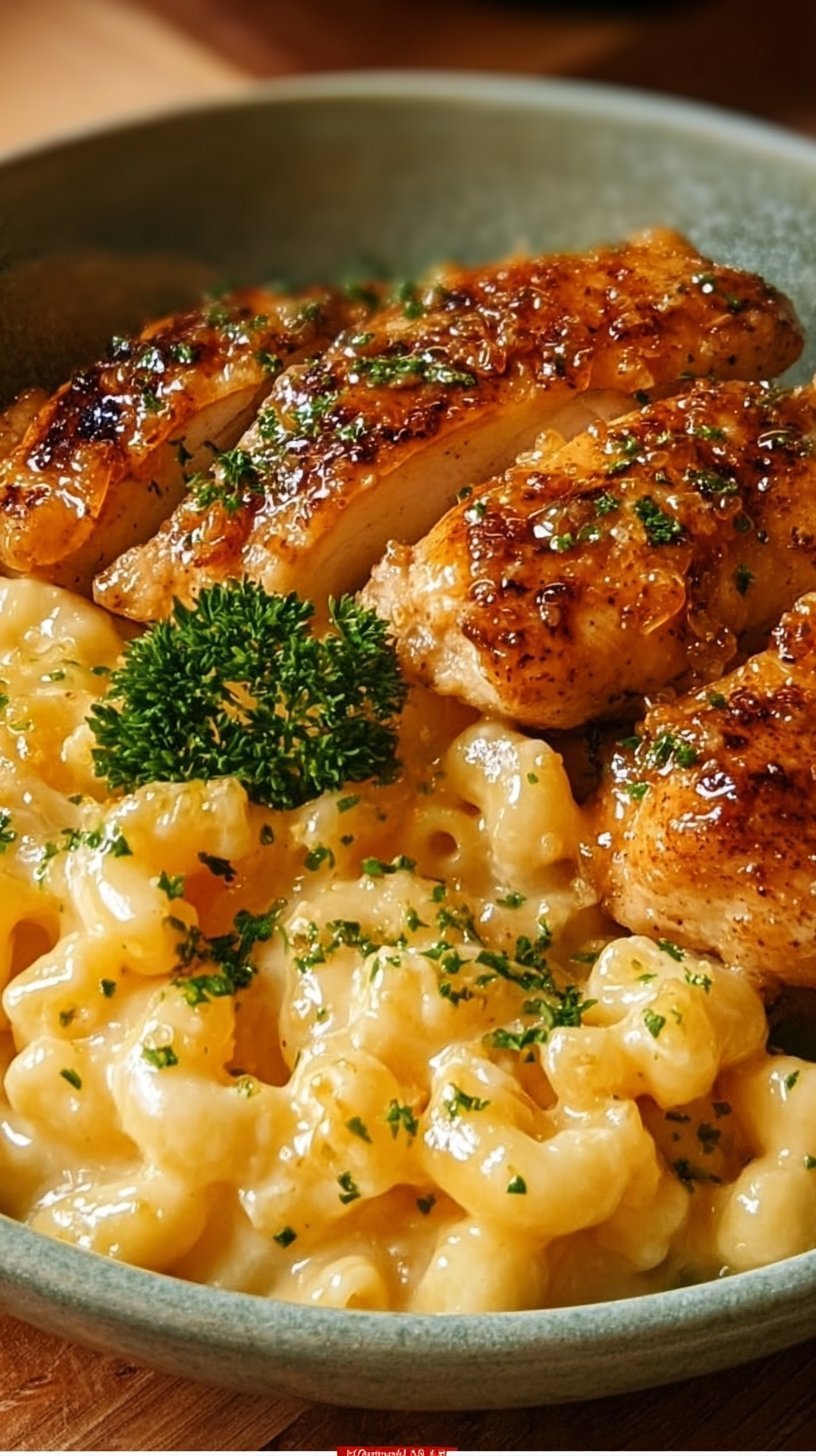 High-Protein Honey Garlic Butter Chicken with Mac & Cheese