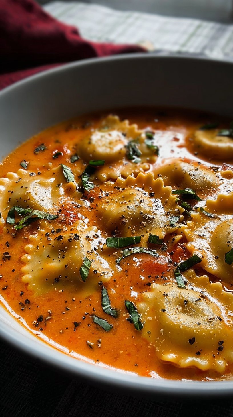 Creamy Tuscan Ravioli Soup