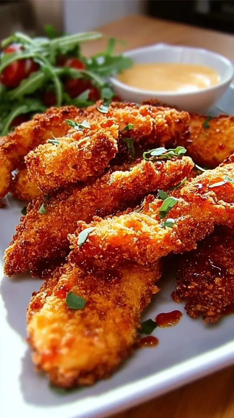Delicious crack chicken tenders served with a side of creamy dipping sauce