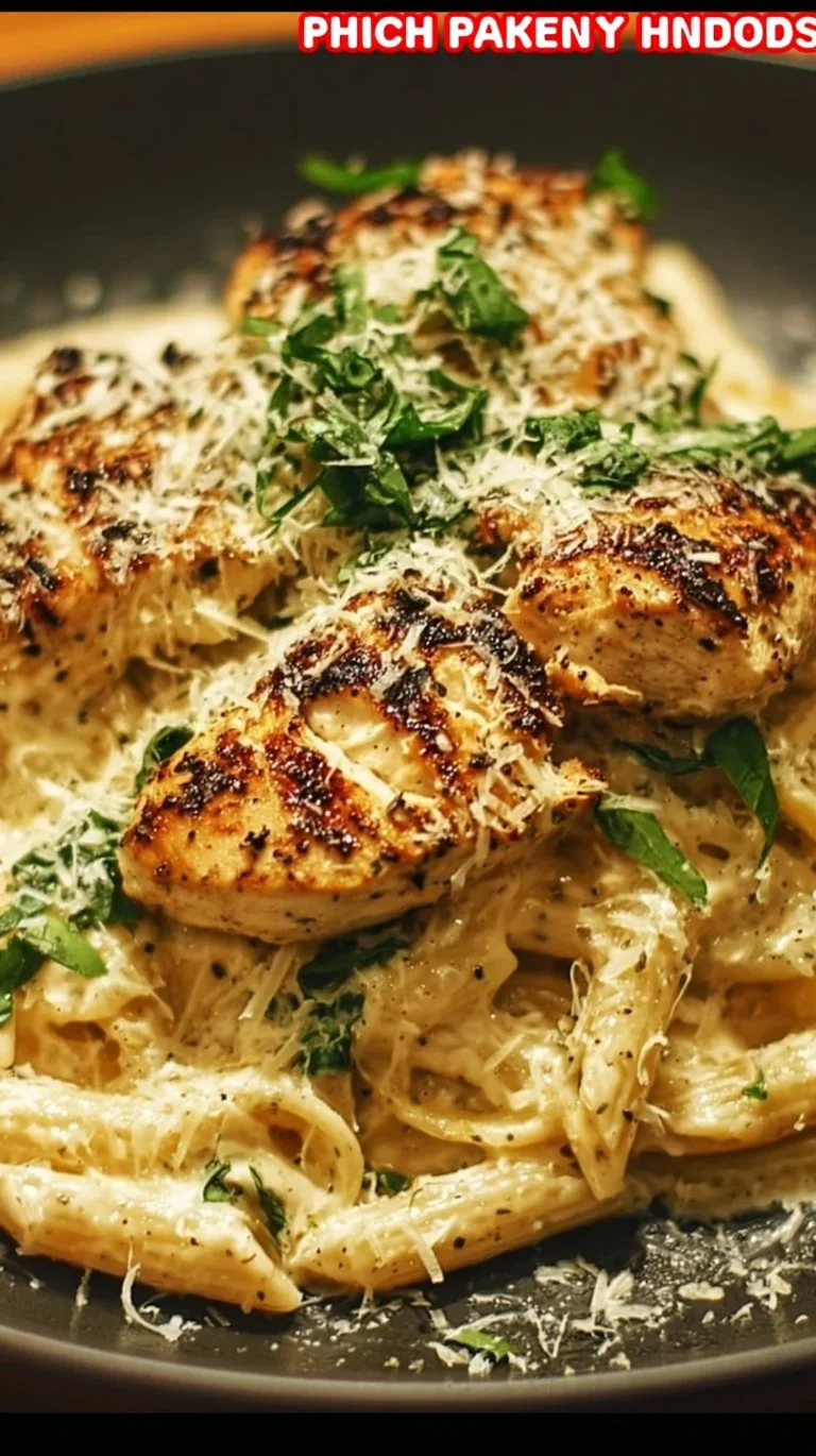 Delicious creamy garlic parmesan chicken pasta served in a bowl