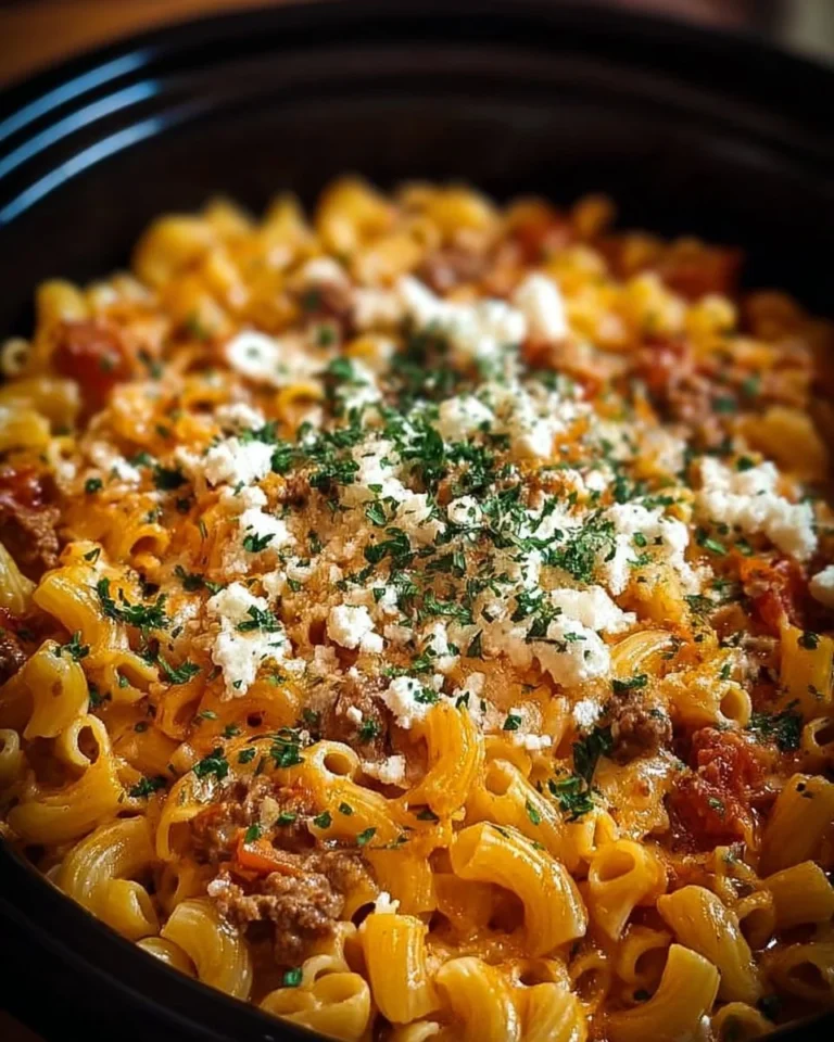 Delicious Crock Pot Million Dollar Pasta served in a bowl with fresh herbs.