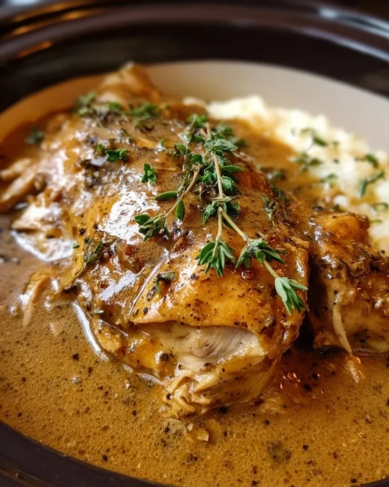 Crockpot Chicken and Gravy in a slow cooker, showcasing tender chicken and rich gravy
