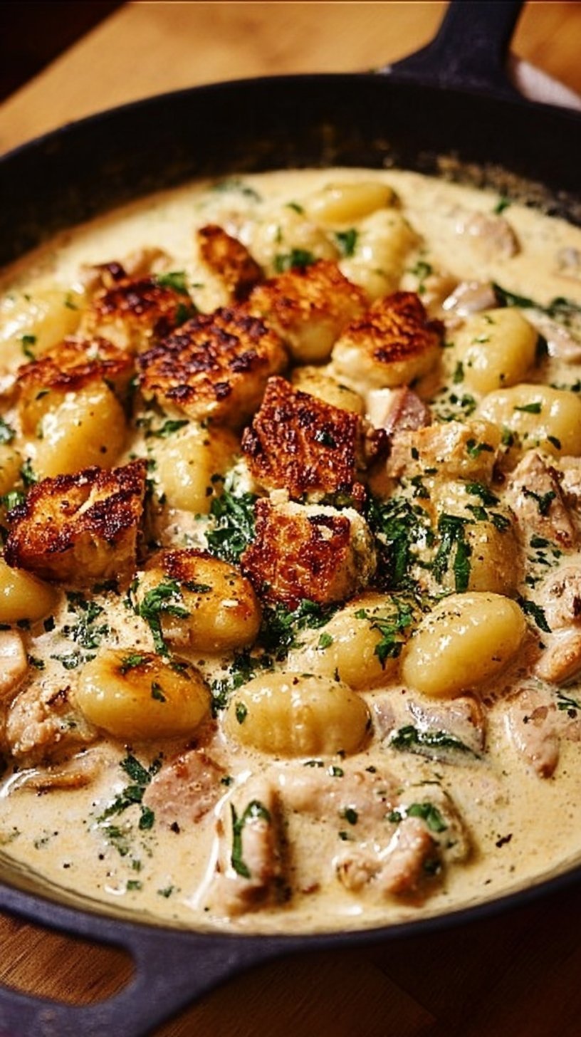 Creamy Garlic Chicken Gnocchi Skillet