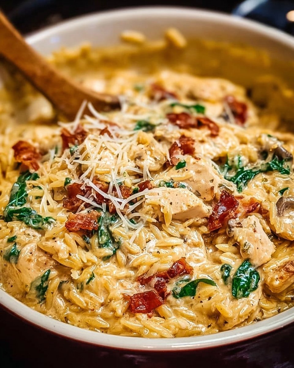 Slow Cooker Creamy Tuscan Chicken Orzo