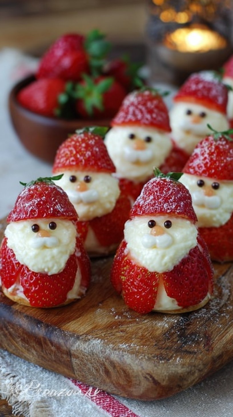Strawberry Santas with Cheesecake Filling
