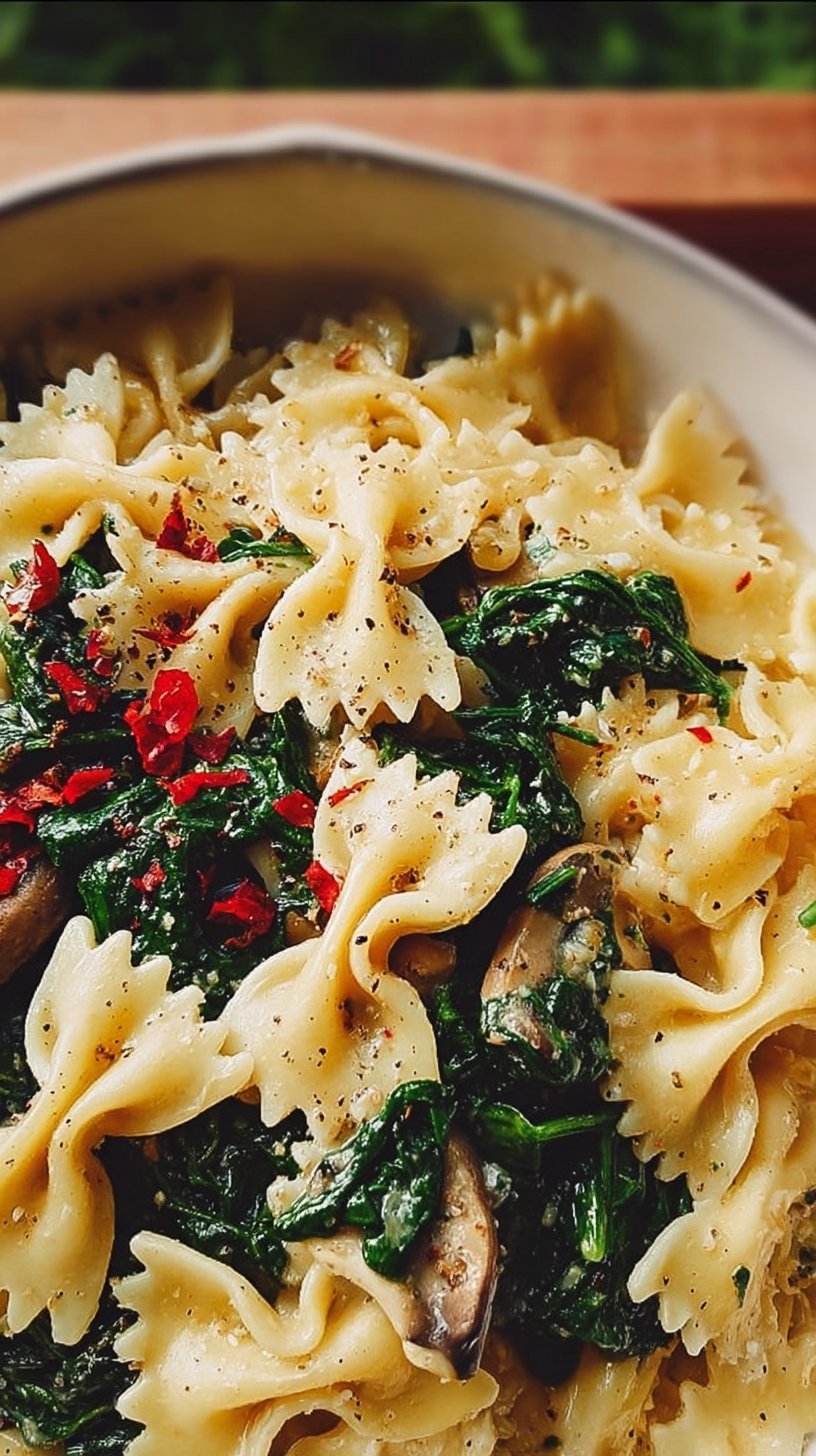 Spinach Mushroom Farfalle