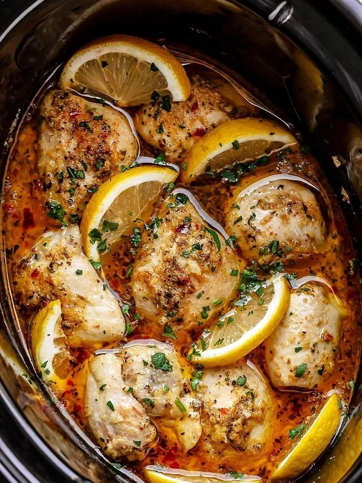 Crock Pot Chicken Thighs with Lemon Garlic Butter recipe